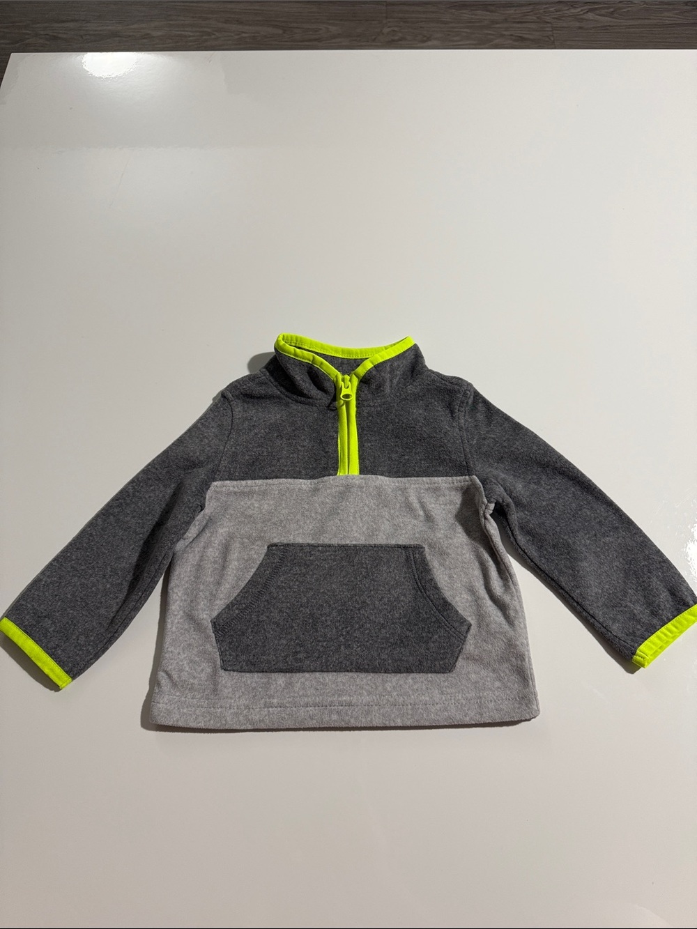OshKosh B'gosh Gray Fleece Pullover with Neon Yellow Accents